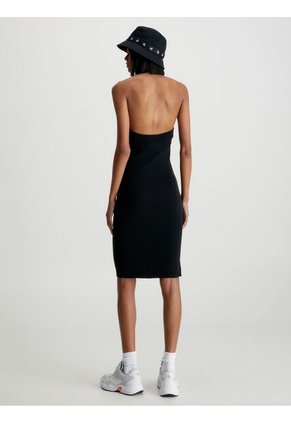 Vestido Negro Tejido De Cuello Halter Calvin Klein