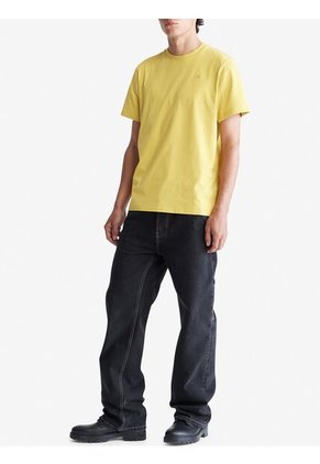 Camiseta Amarilla De Algodón Con Monograma Bordado Calvin Klein