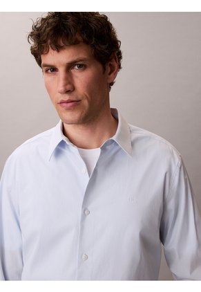Camisa Celeste Stretch De Manga Larga Calvin Klein
