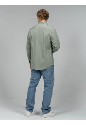 Camisa Gris Stretch De Manga Larga Calvin Klein
