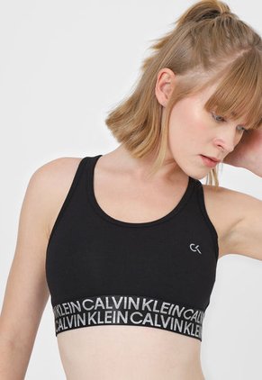 Crop Top Negro-Blanco Calvin Klein