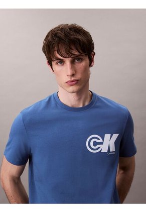 Camiseta Azul Oscuro Sport Con Logotipo Gráfico Calvin Klein