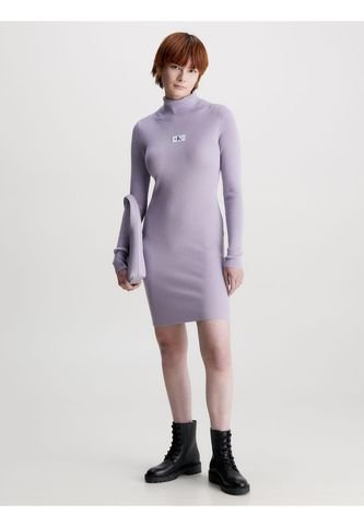 Vestido Morado De Punto Slim Con Cuello Tortuga Calvin Klein Calvin Klein