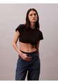 Camiseta Negra Cropped Boxy Con Espalda Abierta Con Lazo - Pride Calvin Klein de Calvin Klein