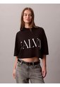 Camiseta Negra Cropped Con Logo Gráfico Calvin Klein de Calvin Klein