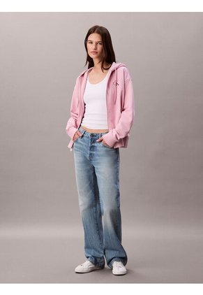 Buzo Rosado Con Capota Y Cierre De Cremallera Calvin Klein