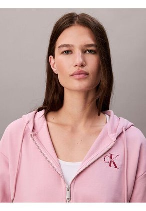Buzo Rosado Con Capota Y Cierre De Cremallera Calvin Klein