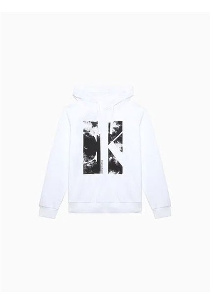 Buzo Blanco Con Capota Y Estampado De Monograma Calvin Klein