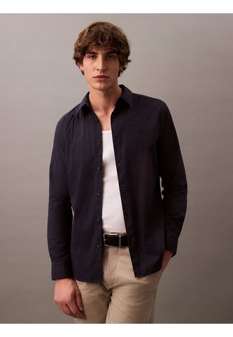 Camisa Azul Slim Fit Elástica De Manga Larga Calvin Klein Calvin Klein