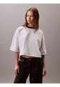 Camiseta Blanca Boxy A Rayas Cropped Calvin Klein de Calvin Klein
