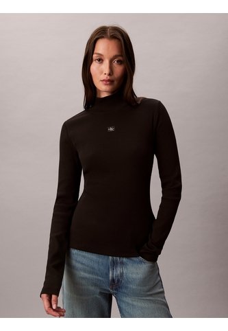 Camiseta Negra Manga Larga Con Cuello Tortuga Calvin Klein Calvin Klein