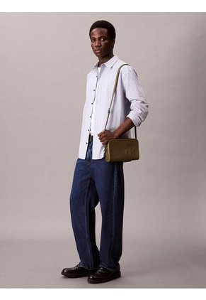 Bolso Verde Cruzado Con Monograma En Relieve Calvin Klein