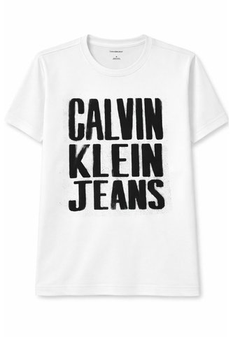 Camiseta Blanca Stacked Graphic Crewnec Calvin Klein Calvin Klein