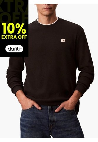 Camiseta Negra De Manga Larga Con Textura Ligera Calvin Klein Calvin Klein