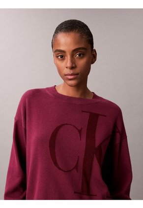 Saco Rojo Tejido De Tejido Suave Con Logo Estampado Calvin Klein