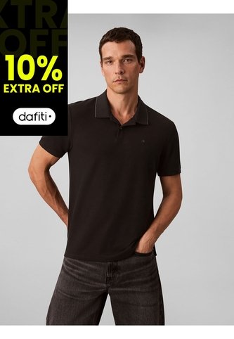 Polo Negro De Manga Corta En Tejido Piqué Calvin Klein Calvin Klein