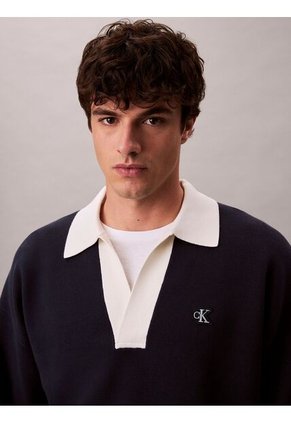 Saco Azul Tejido Oversize Con Cuello Johnny Calvin Klein