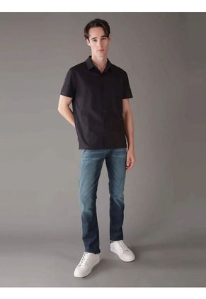 Camisa Negra Manga Corta De Tejido Interlock Suave Calvin Klein