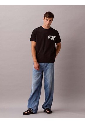 Camiseta Negra Sport Con Logotipo Gráfico Calvin Klein