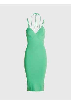 Vestido Anudado Al Cuello De Algodón Orgánico Mujer Verde Calvin Klein