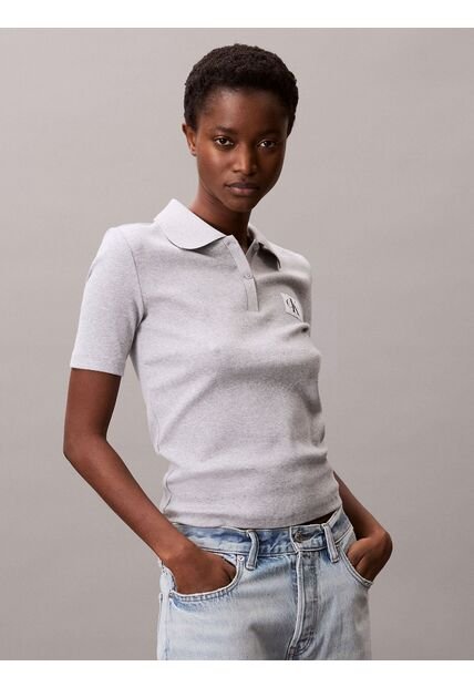 Polo Gris Con Insignia Calvin Klein