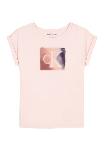 Camiseta Rosa Para Niña Con Estampado Gráfico De Logo Calvin Klein Calvin Klein