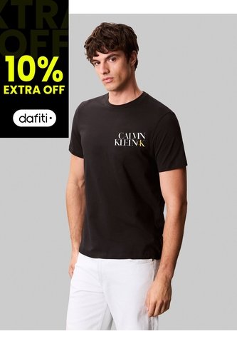 Camiseta Negra Con Diseño Apilado Calvin Klein Calvin Klein