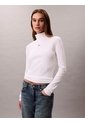 Camiseta Blanca Manga Larga Con Cuello Tortuga Calvin Klein de Calvin Klein