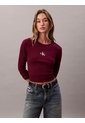 Camiseta Roja Manga Larga Ajustada Con Monograma Calvin Klein de Calvin Klein