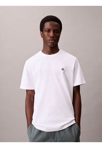 Camiseta Blanca Regular De Manga Corta Con Monograma Bordado Calvin Klein Calvin Klein
