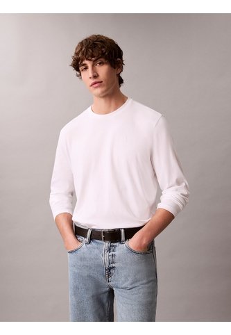 Camiseta Blanca Manga Larga De Algodón Supima Interlock Calvin Klein Calvin Klein