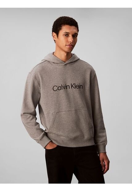 Buzo Gris Con Capucha De Corte Regular Calvin Klein
