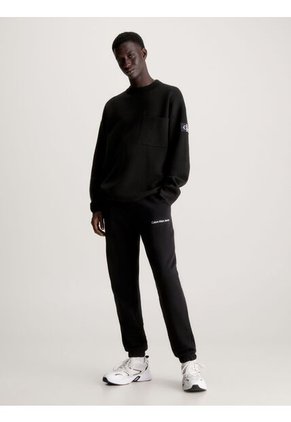 Pantalón Negro De Chándal De Felpa De Algodón Calvin Klein
