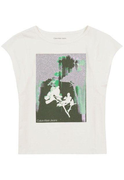 Camiseta Blanca Flutter Floral Para Niña Calvin Klein