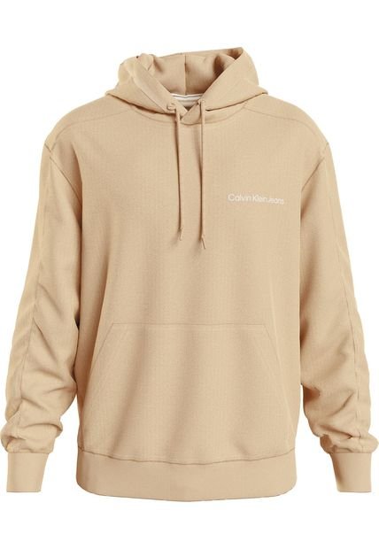 Buzo Beige Con Gorro De Felpa De Algodón Calvin Klein
