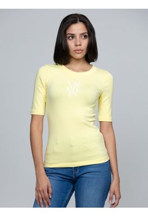 Camiseta Amarilla De Algodón Con Logotipo Calvin Klein