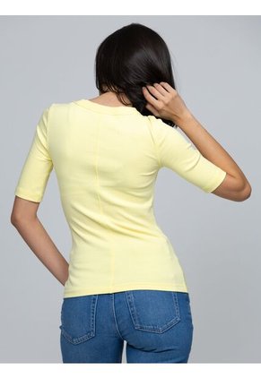 Camiseta Amarilla De Algodón Con Logotipo Calvin Klein