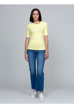 Camiseta Amarilla De Algodón Con Logotipo Calvin Klein