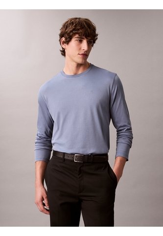 Camiseta Azul Manga Larga De Algodón Supima Interlock Calvin Klein Calvin Klein