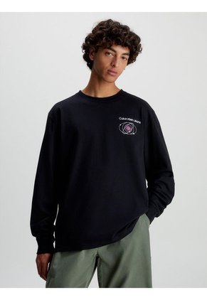 Camiseta Manga Larga Con Estampado Hombre Negro Calvin Klein