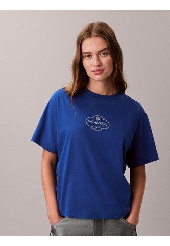Camiseta Azul Boxy Cocktail Logo Calvin Klein Calvin Klein