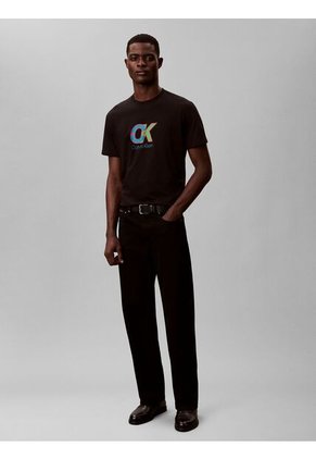 Camiseta Negra Con Estampado Gráfico De Monograma Calvin Klein