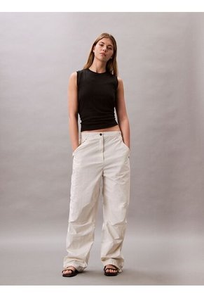 Pantalones Blanco Parachute De Nailon Suave Calvin Klein