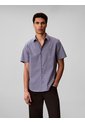Camisa Azul Stretch A Rayas De Manga Corta Calvin Klein de Calvin Klein