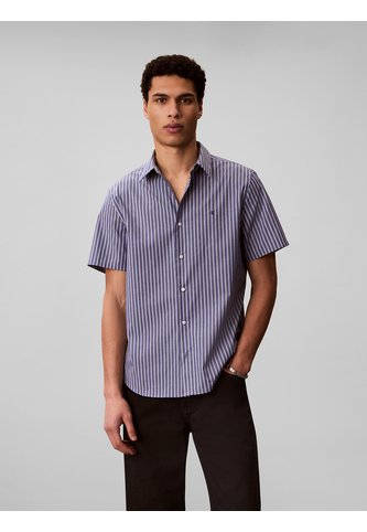 Camisa Azul Stretch A Rayas De Manga Corta Calvin Klein Calvin Klein