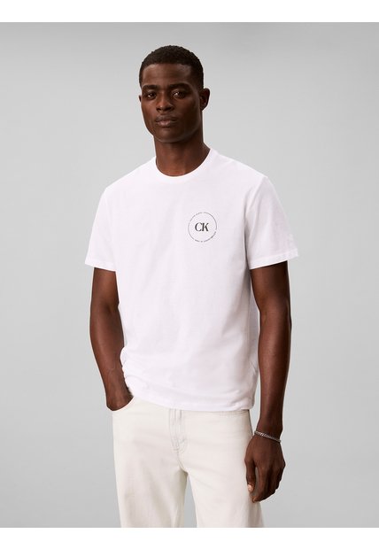 Camiseta Blanca Con Gráfico De Logo Circular Calvin Klein