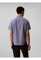 Camisa Azul Stretch A Rayas De Manga Corta Calvin Klein de Calvin Klein
