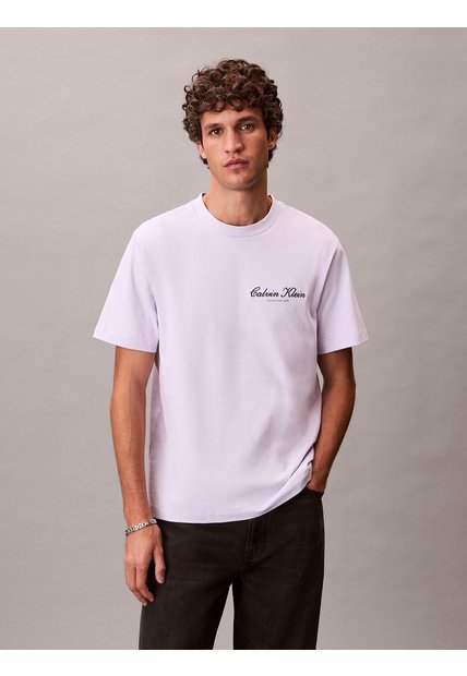 Camiseta Morado Con Logo Gráfico Calvin Klein