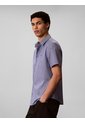 Camisa Azul Stretch A Rayas De Manga Corta Calvin Klein de Calvin Klein