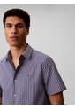 Camisa Azul Stretch A Rayas De Manga Corta Calvin Klein de Calvin Klein